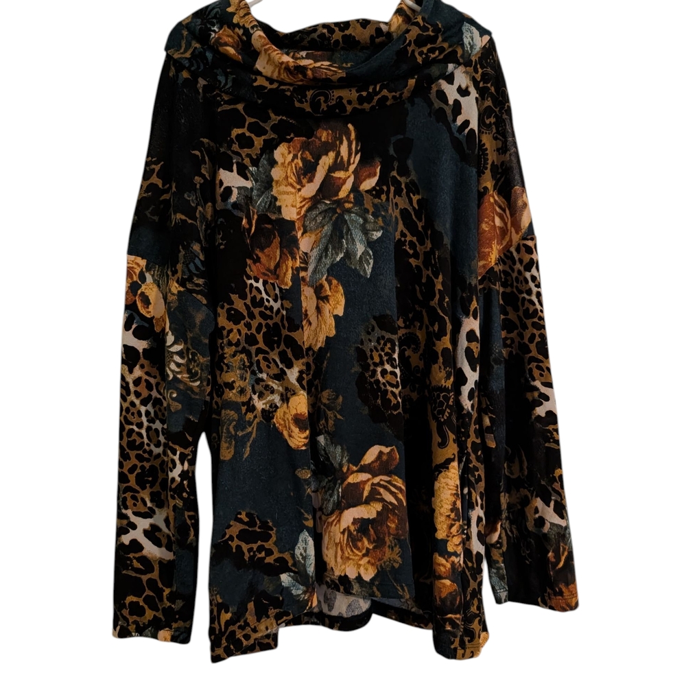 Cato Floral and Leopard Print Top